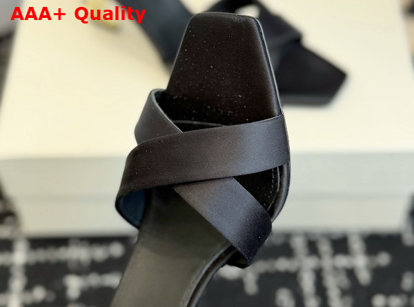 Saint Laurent Opyum Mules in Satin Crepe Black 8189319 Replica