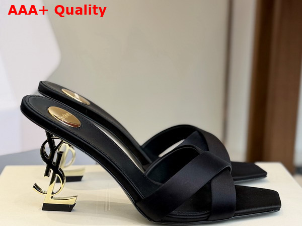 Saint Laurent Opyum Mules in Satin Crepe Black 8189319 Replica