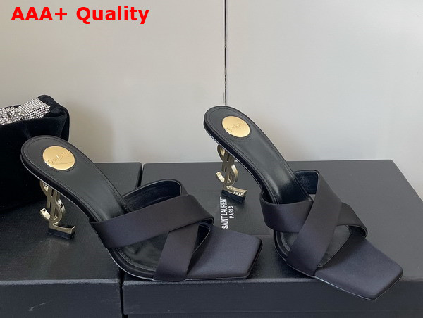 Saint Laurent Opyum Mules in Satin Crepe Black Replica