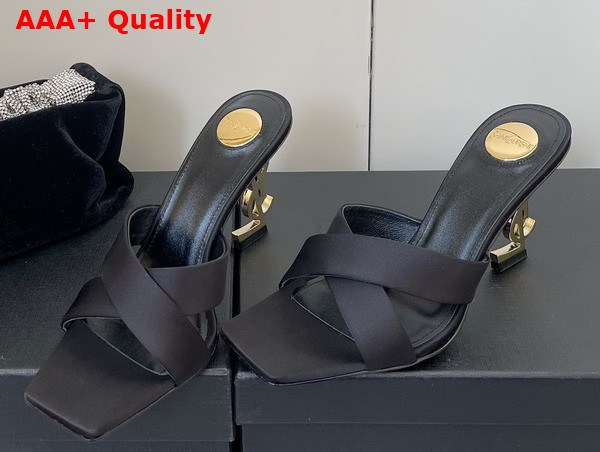Saint Laurent Opyum Mules in Satin Crepe Black Replica