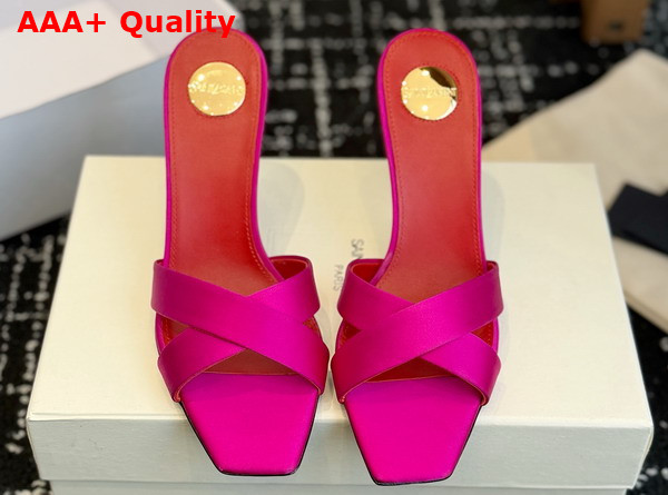 Saint Laurent Opyum Mules in Satin Crepe Fuchsia 8189319 Replica