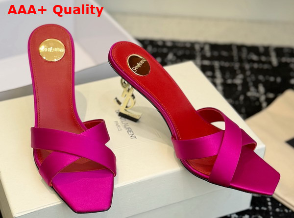 Saint Laurent Opyum Mules in Satin Crepe Fuchsia 8189319 Replica