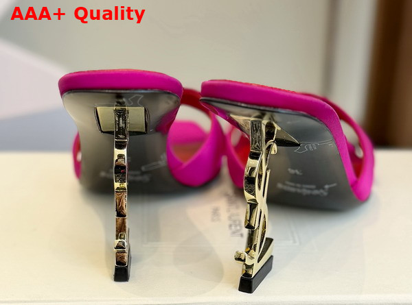 Saint Laurent Opyum Mules in Satin Crepe Fuchsia 8189319 Replica