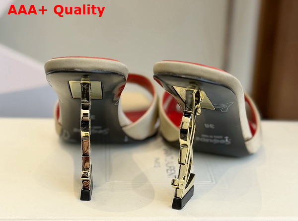 Saint Laurent Opyum Mules in Satin Crepe Grain Beige 8189319 Replica