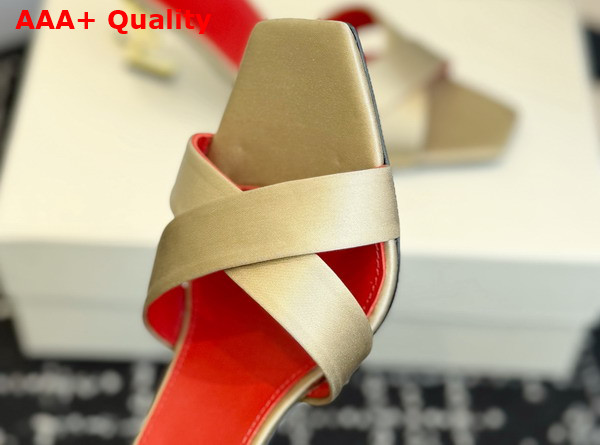 Saint Laurent Opyum Mules in Satin Crepe Grain Beige 8189319 Replica