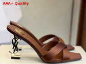 Saint Laurent Opyum Mules in Satin Crepe Manioc Brown 8189319 Replica