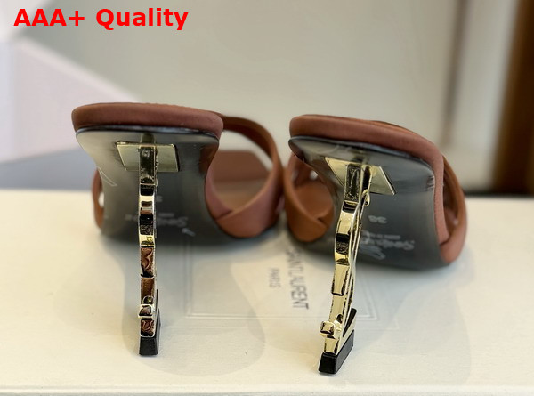 Saint Laurent Opyum Mules in Satin Crepe Manioc Brown 8189319 Replica