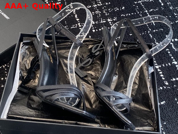 Saint Laurent Opyum Sandals in Black Leather Replica