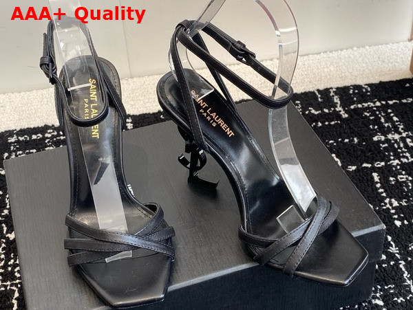 Saint Laurent Opyum Sandals in Black Leather Replica