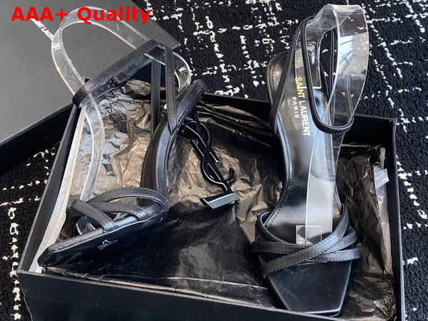 Saint Laurent Opyum Sandals in Black Leather Replica