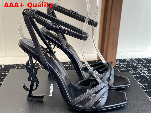 Saint Laurent Opyum Sandals in Black Leather Replica