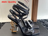 Saint Laurent Opyum Sandals in Black Satin Crepe Replica