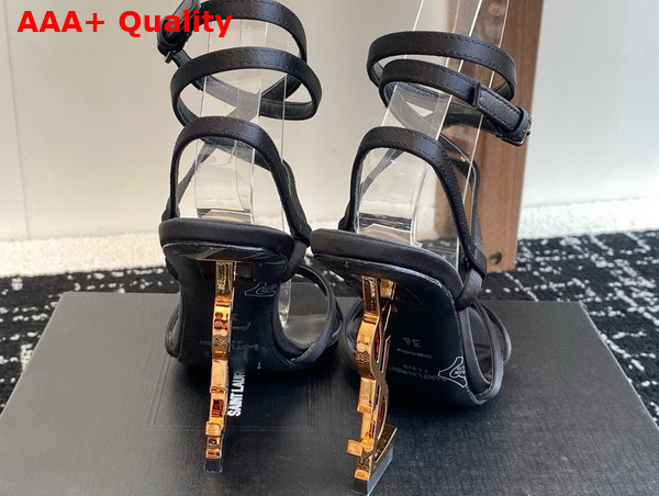 Saint Laurent Opyum Sandals in Black Satin Crepe Replica