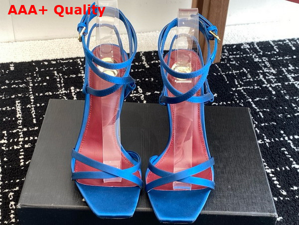 Saint Laurent Opyum Sandals in Blue Satin Crepe Replica