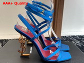 Saint Laurent Opyum Sandals in Blue Satin Crepe Replica