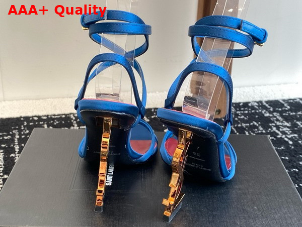 Saint Laurent Opyum Sandals in Blue Satin Crepe Replica