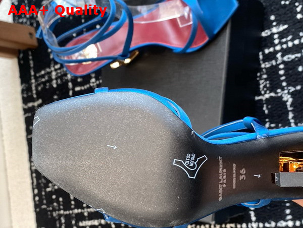 Saint Laurent Opyum Sandals in Blue Satin Crepe Replica
