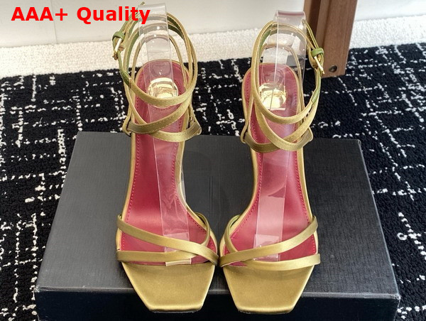 Saint Laurent Opyum Sandals in Cuba Gold Satin Crepe Replica
