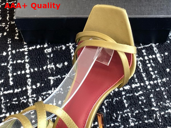 Saint Laurent Opyum Sandals in Cuba Gold Satin Crepe Replica