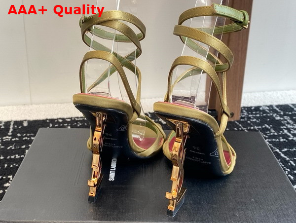 Saint Laurent Opyum Sandals in Cuba Gold Satin Crepe Replica