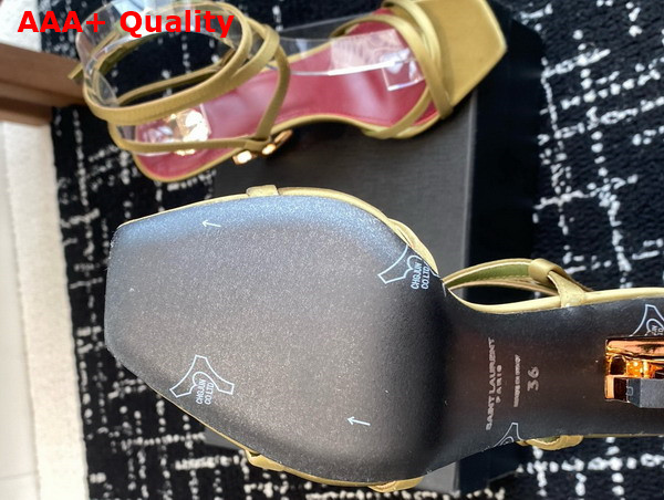 Saint Laurent Opyum Sandals in Cuba Gold Satin Crepe Replica