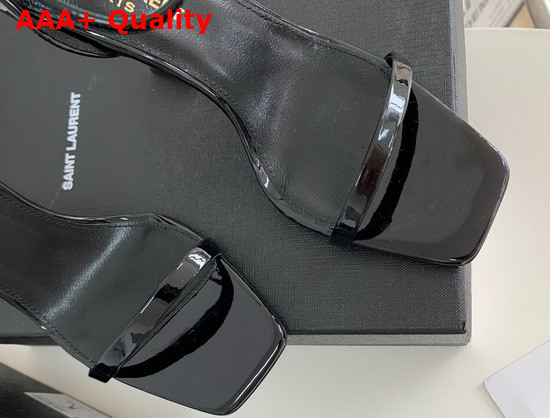 Saint Laurent Opyum Sandals in Patent Leather with Gold Tone Heel Black Replica