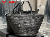 Saint Laurent Panier Medium Bag in Black Raffia Replica