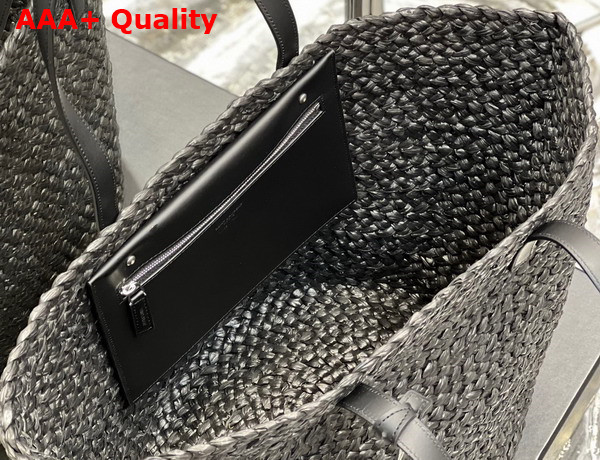 Saint Laurent Panier Medium Bag in Black Raffia Replica