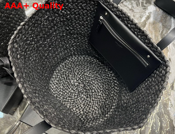 Saint Laurent Panier Medium Bag in Black Raffia Replica