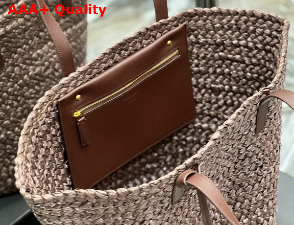 Saint Laurent Panier Medium Bag in Chocolate Raffia Replica