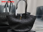 Saint Laurent Panier Medium in Raffia and Vegetable Tanned Leather Black Replica
