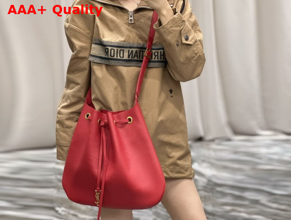 Saint Laurent Paris Vii Large Flat Hobo Bag in Red Smooth Leather Replica