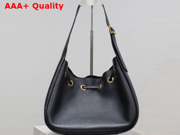 Saint Laurent Paris Vii Small Hobo in Black Grained Leather Replica
