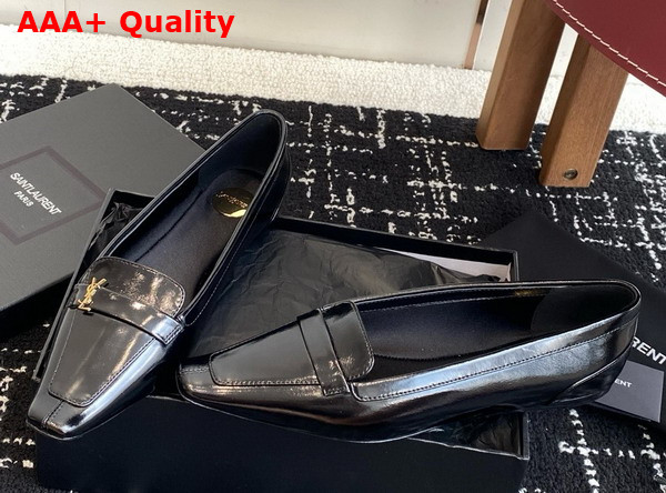 Saint Laurent Poppy Ballerinas in Black Glazed Leather Replica