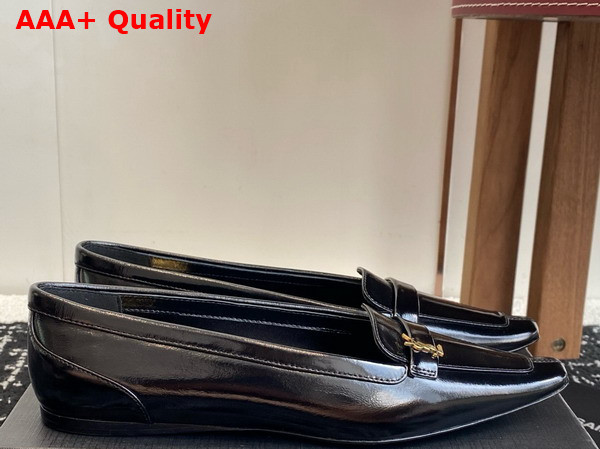 Saint Laurent Poppy Ballerinas in Black Glazed Leather Replica