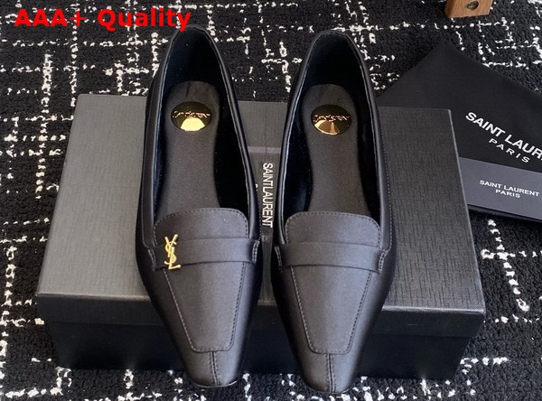Saint Laurent Poppy Ballerinas in Satin Crepe Black Replica