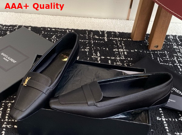 Saint Laurent Poppy Ballerinas in Satin Crepe Black Replica