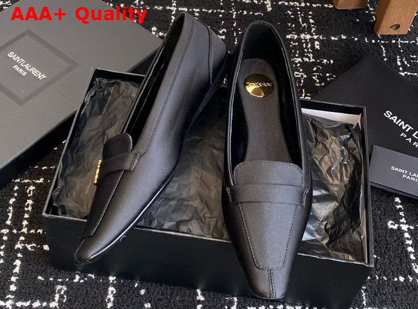 Saint Laurent Poppy Ballerinas in Satin Crepe Black Replica