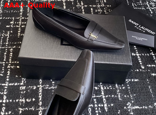 Saint Laurent Poppy Ballerinas in Satin Crepe Black Replica