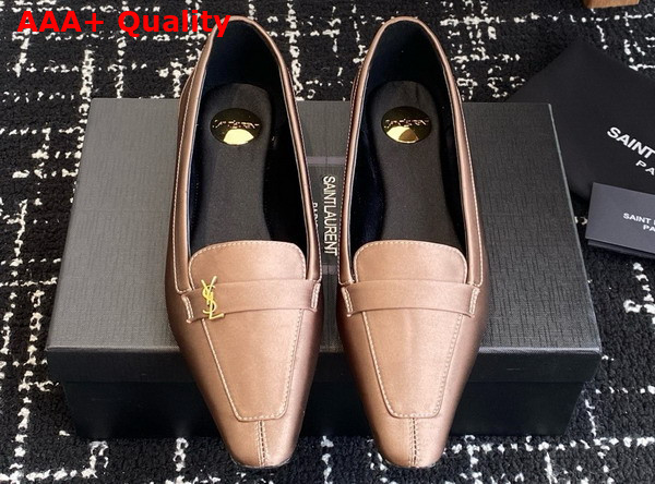 Saint Laurent Poppy Ballerinas in Satin Crepe Brown Replica