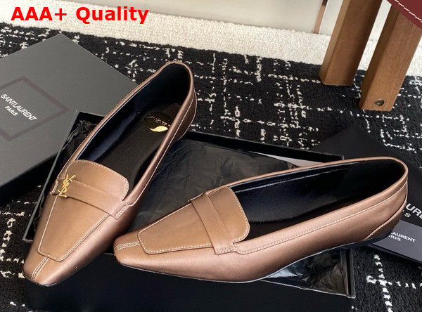 Saint Laurent Poppy Ballerinas in Satin Crepe Brown Replica