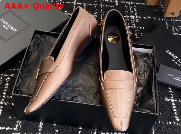 Saint Laurent Poppy Ballerinas in Satin Crepe Brown Replica