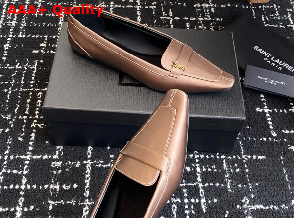 Saint Laurent Poppy Ballerinas in Satin Crepe Brown Replica