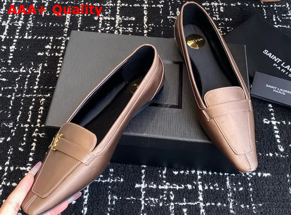 Saint Laurent Poppy Ballerinas in Satin Crepe Brown Replica