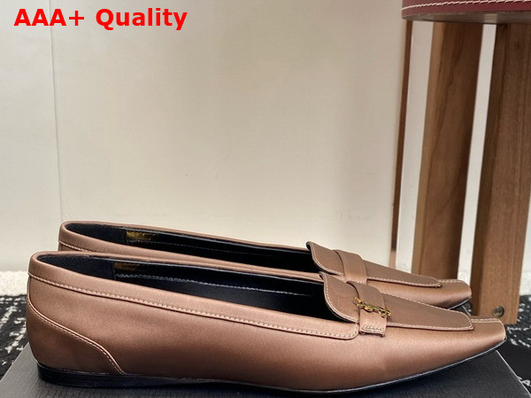 Saint Laurent Poppy Ballerinas in Satin Crepe Brown Replica