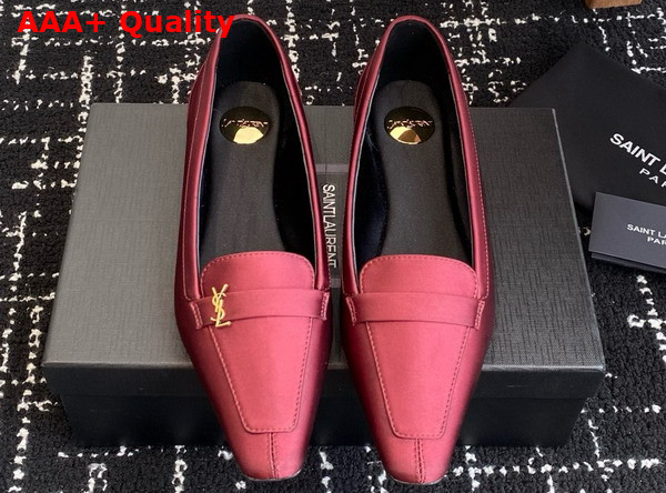 Saint Laurent Poppy Ballerinas in Satin Crepe Red Replica