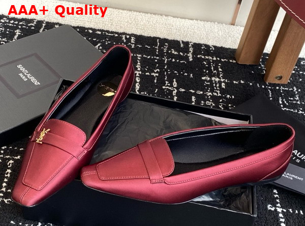 Saint Laurent Poppy Ballerinas in Satin Crepe Red Replica