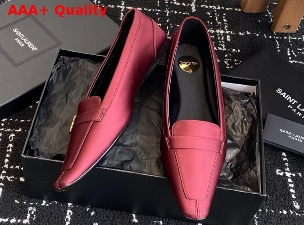Saint Laurent Poppy Ballerinas in Satin Crepe Red Replica