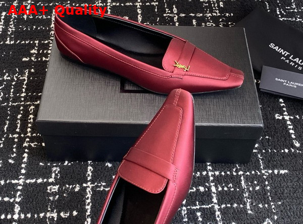 Saint Laurent Poppy Ballerinas in Satin Crepe Red Replica