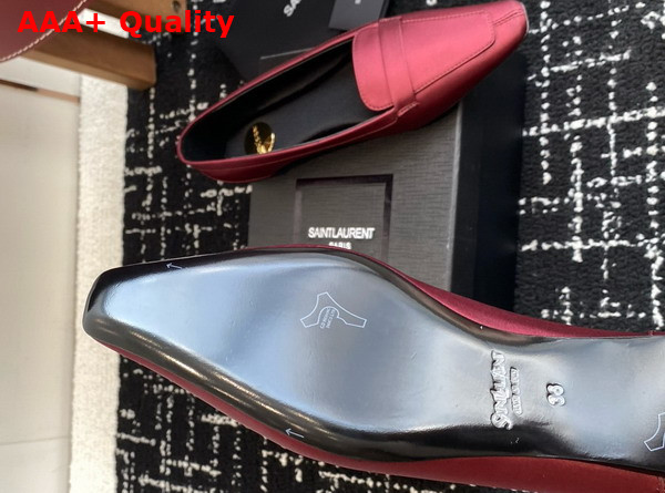 Saint Laurent Poppy Ballerinas in Satin Crepe Red Replica